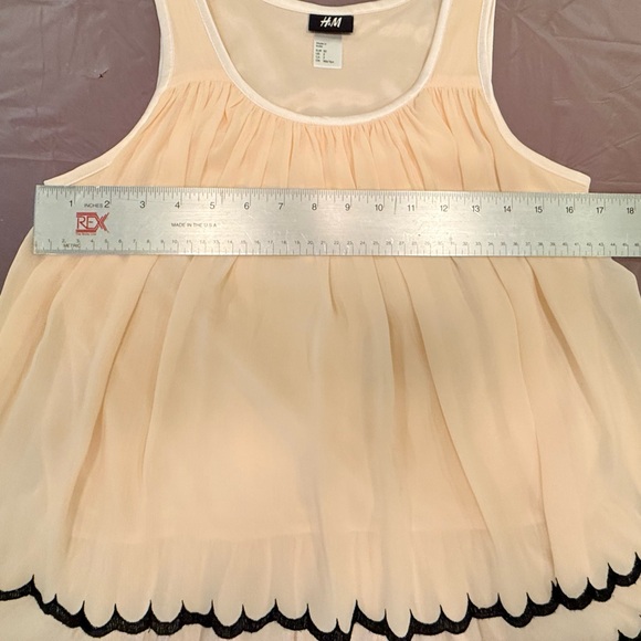 H&M Y2K Vintage Peach/Black Sleeveless Tiered Scallop Trim Blouse Size 2/XS - Picture 7 of 8